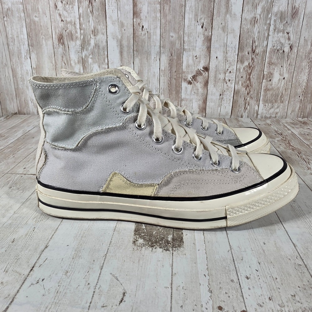 Converse Chuck 70 Hi Patchwork Grey Cream‎ Sneakers A03293C Womens 11.5